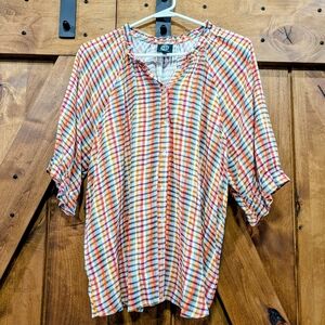 Bobeau Plaid Fall Color Shirt Size Large